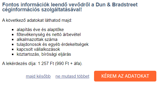 Dun & Bradstreet céginformációs adatlekérdezés