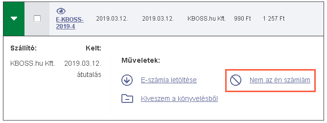 Nem az én számlám gomb